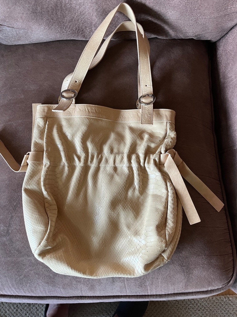 Roberta Gandolfi Beige Textured Shoulder Tote Bag for Women